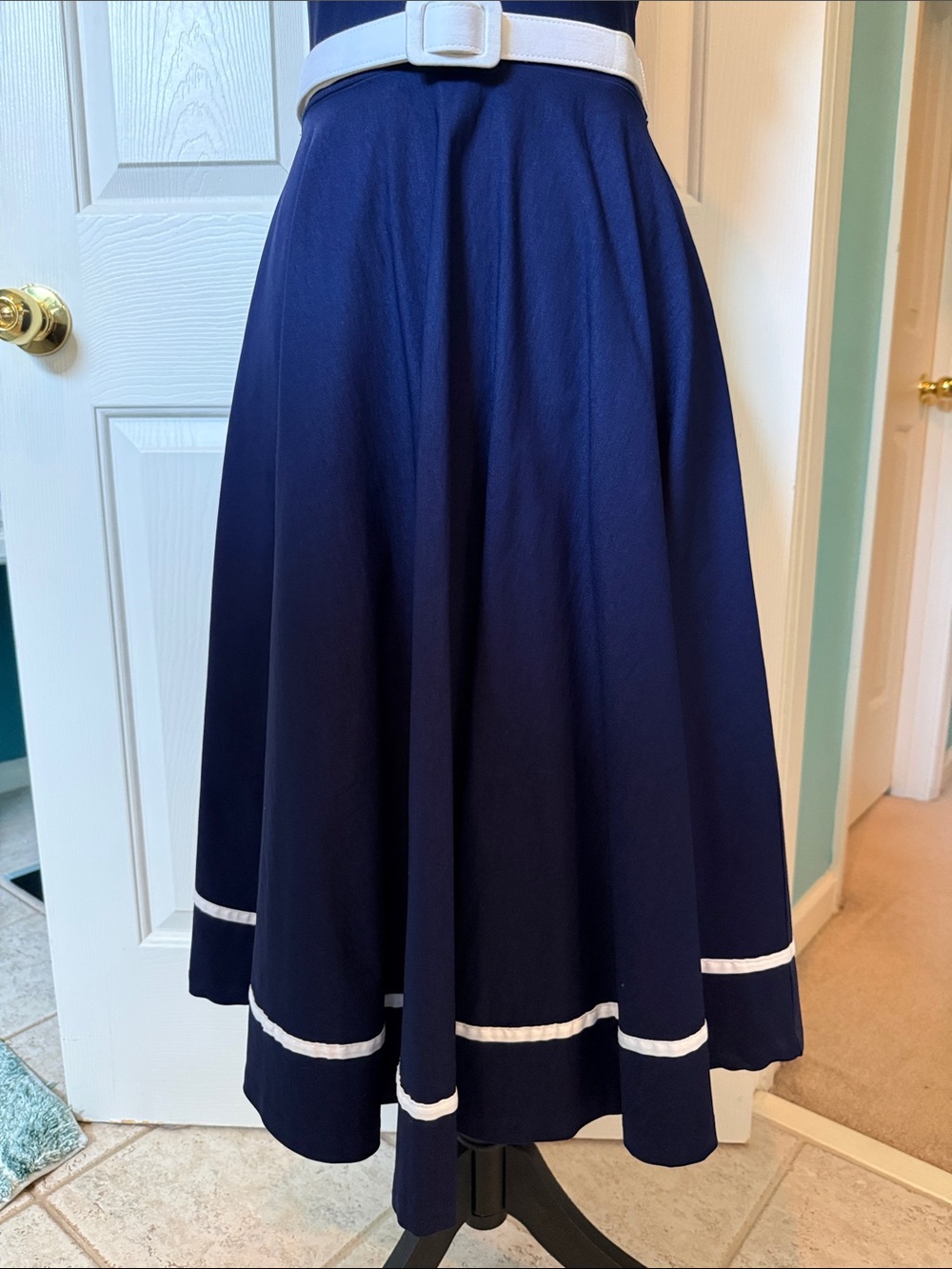 Pinup Couture Rockabilly Navy and White Sailor Halter Retro 1950s Swing Dress - Picture 4 of 9